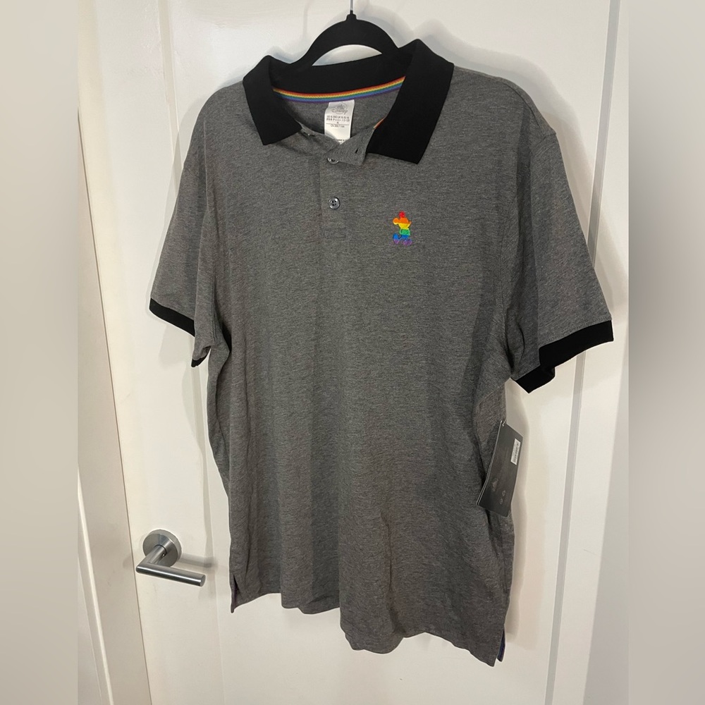 DISNEY BNWT Grey Men’s Collared Pride Collection Shirt Size XL Polo
